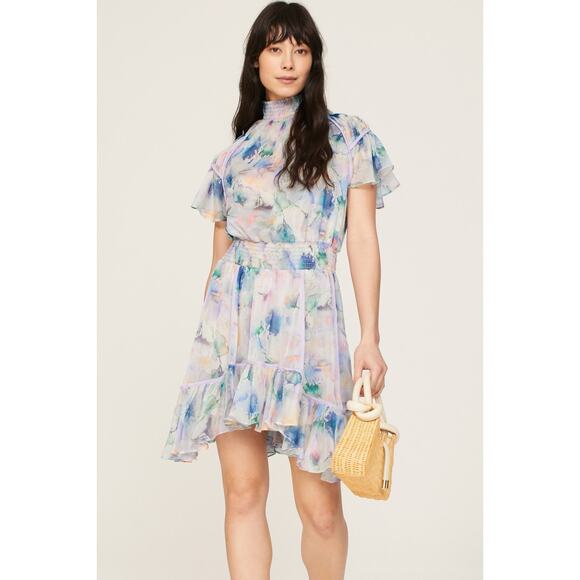MISA Los Angeles Ella Flowy Romantic Pastel Watercolor Dress Small NWT $410 - Picture 1 of 6